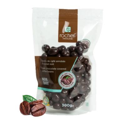 Dark chocolate covered coffee beans