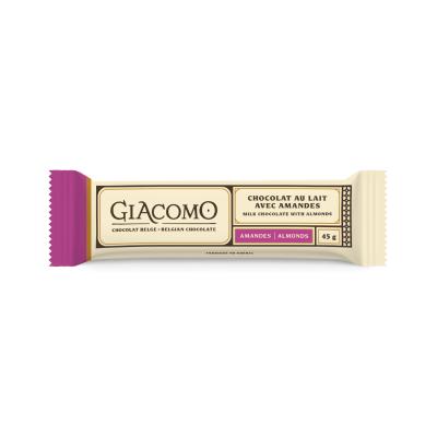 Présentoir de chocolat belge au lait avec amandes