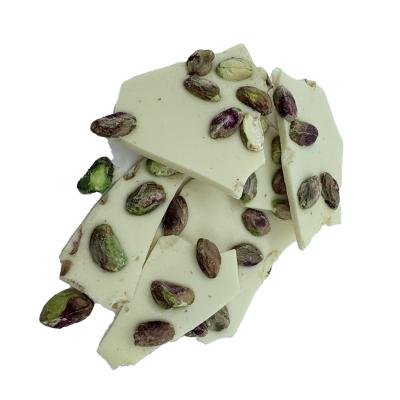 Écorces de Chocolat belge blanc avec pistaches