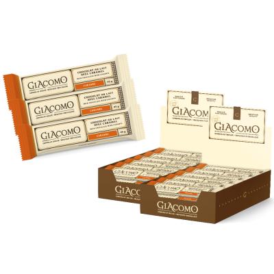 2 présentoirs chocolat belge Giacomo / 24 tablettes centre caramel - 24 tablettes centre caramel